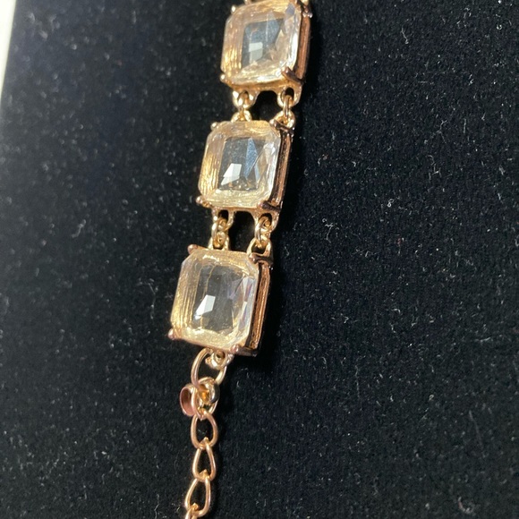 Clear square cut crystal elements 8 stones set in goldtone plating  8-11” length - Picture 3 of 6